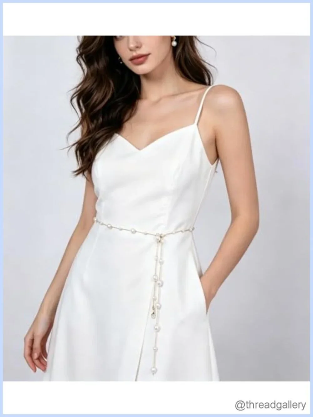 Faux Pearl Waist Chain Belt Adjustable Body Chain for Women Dress